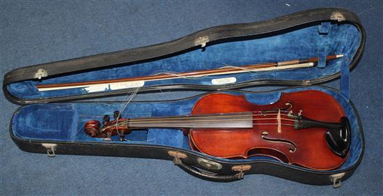 A violin, probably by F.W. Chanot, London 1900, after G. Guarneri